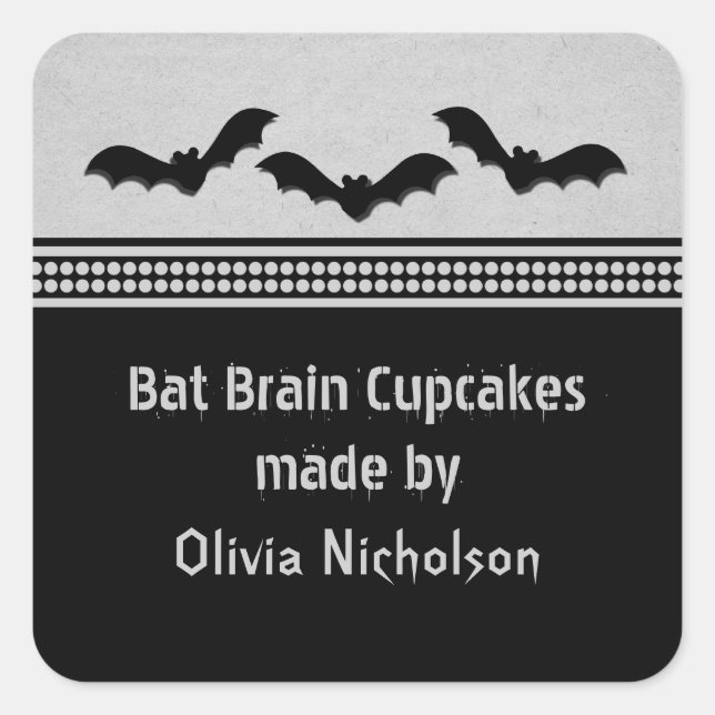 Gone Batty Halloween Backkleber, Light Grau Quadratischer Aufkleber (Vorderseite)