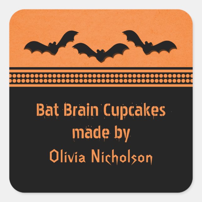 Gone Batty Halloween Backkleber, Orange Quadratischer Aufkleber (Vorderseite)