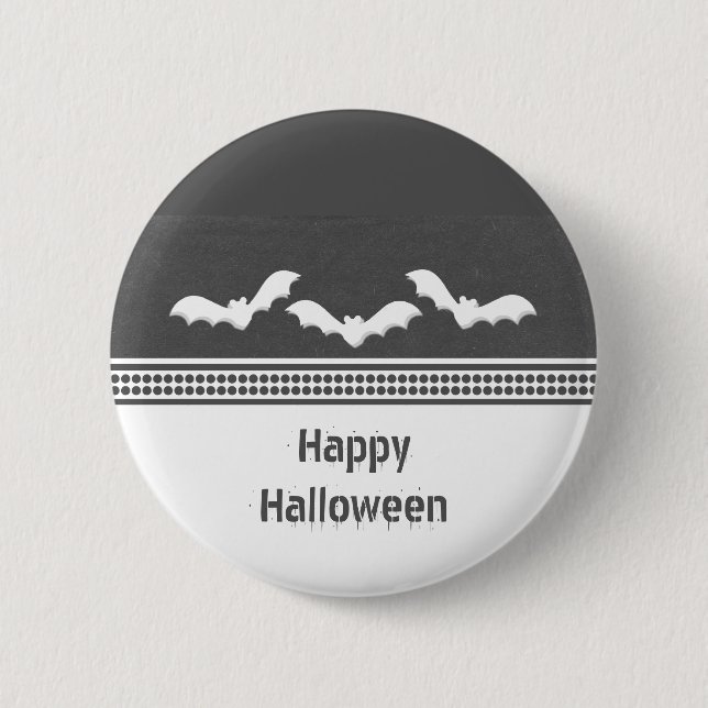 Gone Batty Halloween Button, Dunkelgrau Button (Vorderseite)