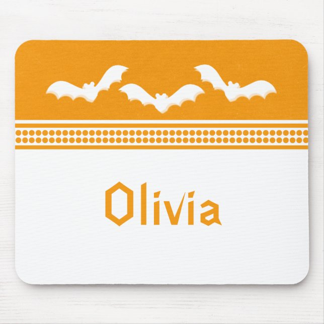 Gone Batty Halloween Mousepad, Orange & White Mousepad (Vorne)