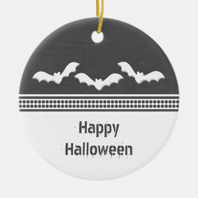 Gone Batty Halloween Ornament, Dunkelgrau Keramik Ornament (Vorne)