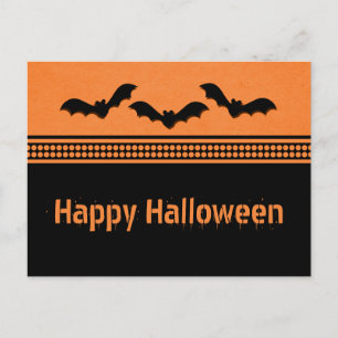 Gone Batty Halloween Postcard, Orange Postkarte