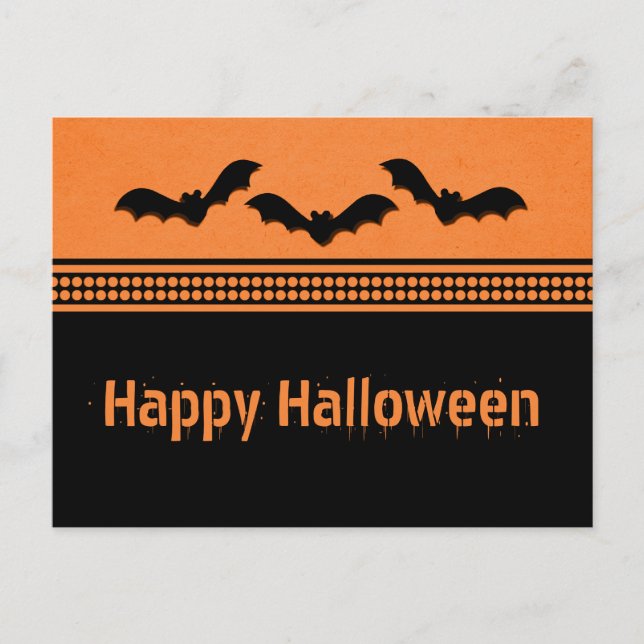 Gone Batty Halloween Postcard, Orange Postkarte (Vorderseite)