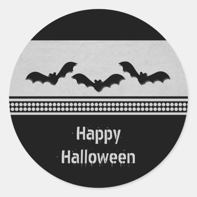 Gone Batty Halloween Stickers, Light Grau Runder Aufkleber (Vorderseite)