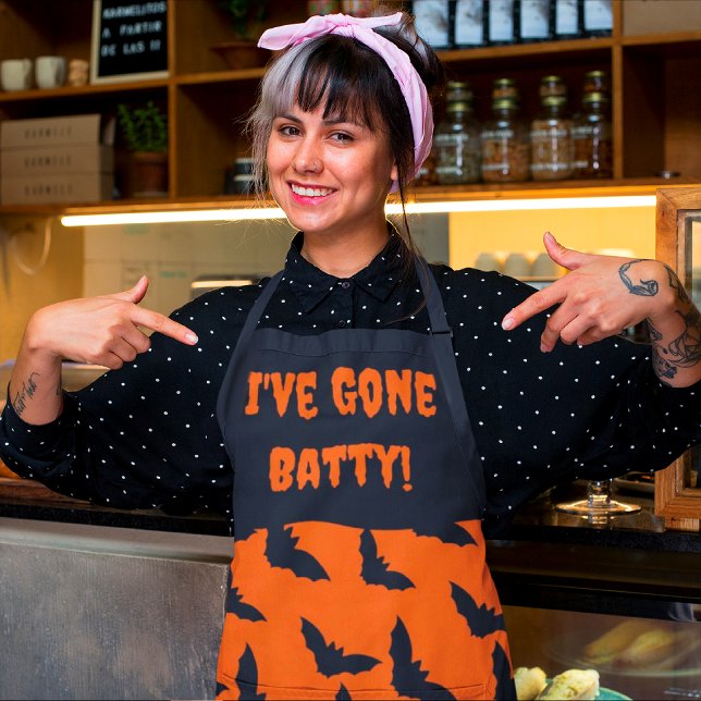 Gone Batty! Orange und Schwarzes Halloween Schürze (Kitchen fun!)