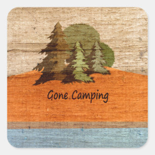 Gone Camping Wood Look Naturliebhaber Quadratischer Aufkleber