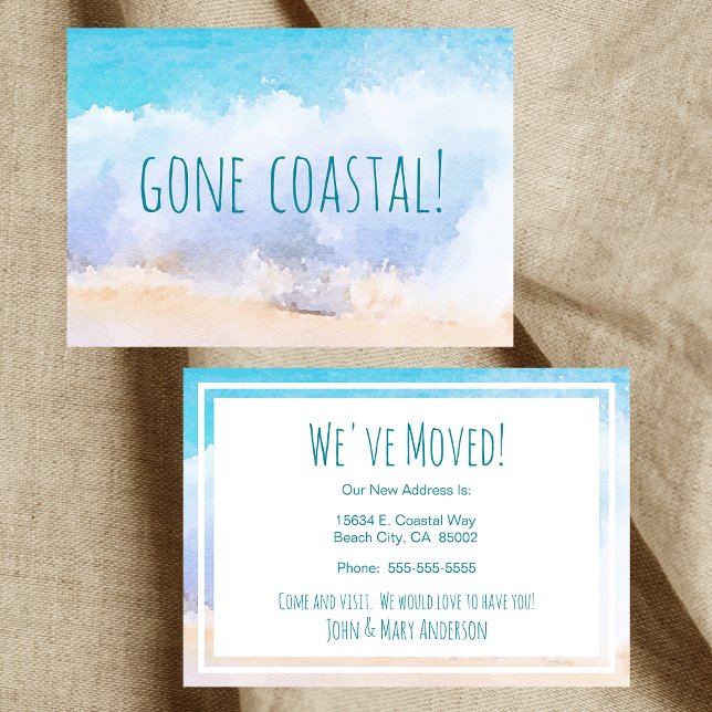 Gone Coast New Zuhause Wave on Beach Wasserfarbe Ankündigung (Von Creator hochgeladen)