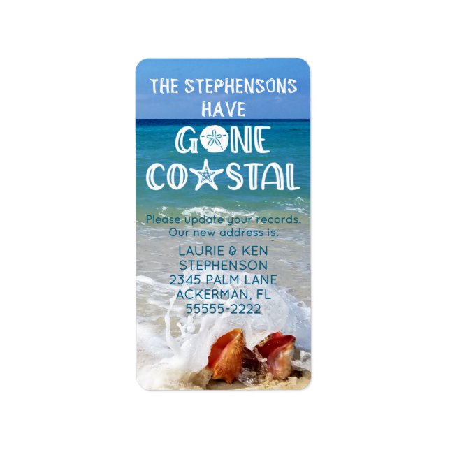 Gone Coastal Beach Wave Muscheln Foto bewegen Adressaufkleber (Vorne)