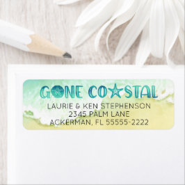 Gone Coastal Watercolor Beach Moving Rücksendeadre