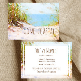 Gone Coastal Watercolor Beach Neue Zuhause Moving Ankündigung