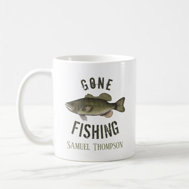 Gone Fish Bass Fish Modern Fisherman Kaffeetasse (Links)