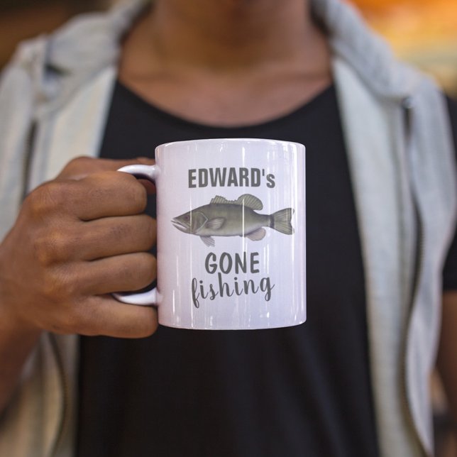 Gone Fish Bass Fish Modern Fisherman Niedlich Kaffeetasse (Von Creator hochgeladen)