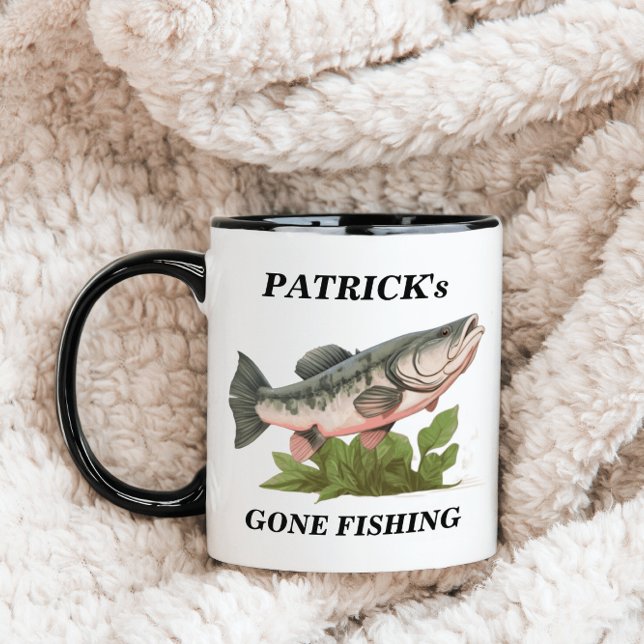Gone Fish Bass Fish Modern Fisherman Tasse (Von Creator hochgeladen)