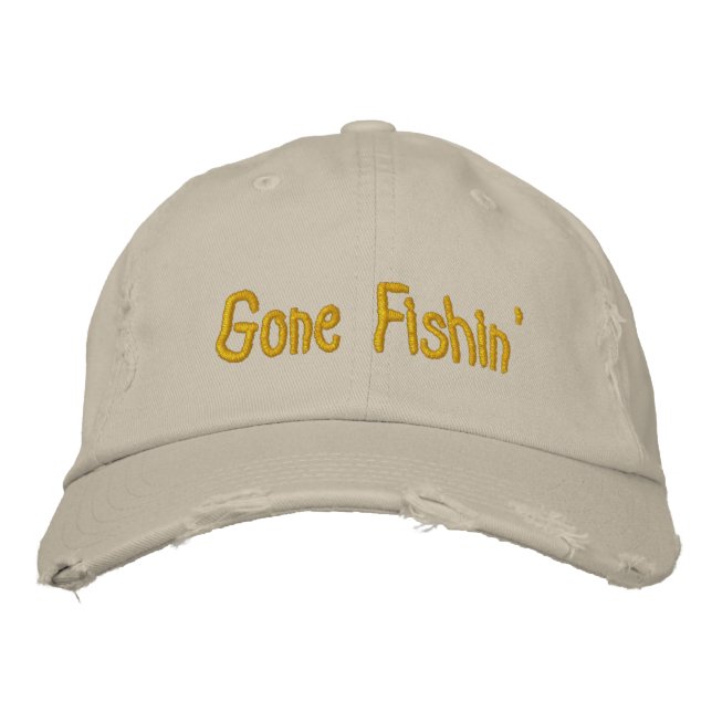 Gone Fishin' Bestickte Baseballkappe (Vorderseite)