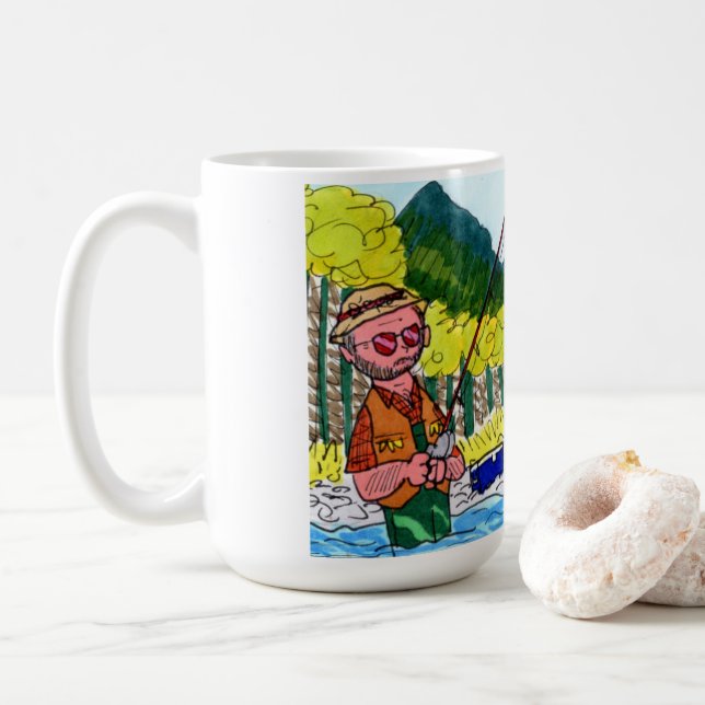 Gone Fishin" - Donald Smithfield 15oz Tasse (Mit Donut)