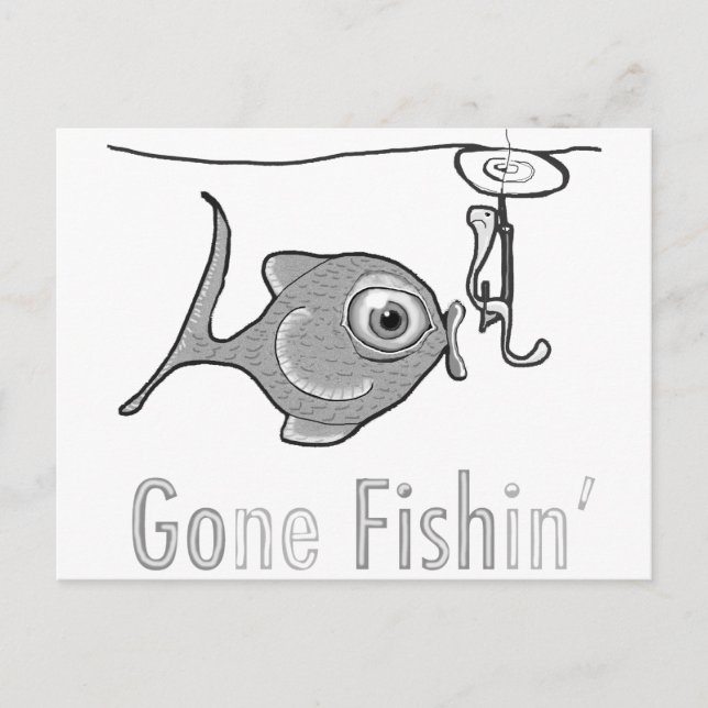 Gone Fishin'Funny Postcard Postkarte (Vorderseite)