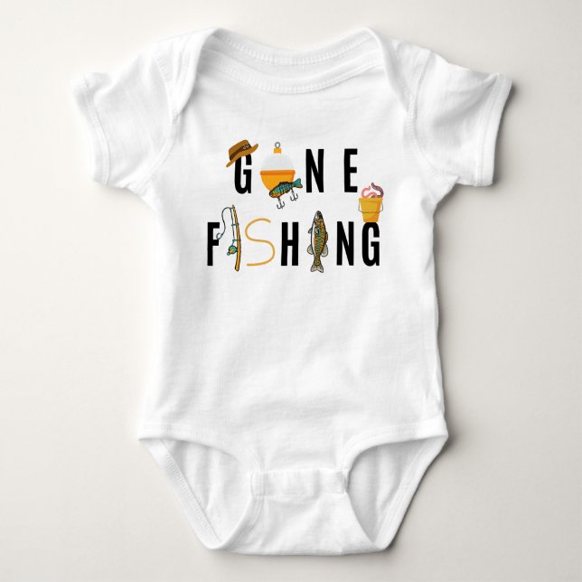 Gone Fishing Baby Bodysuit Baby Strampler (Vorderseite)