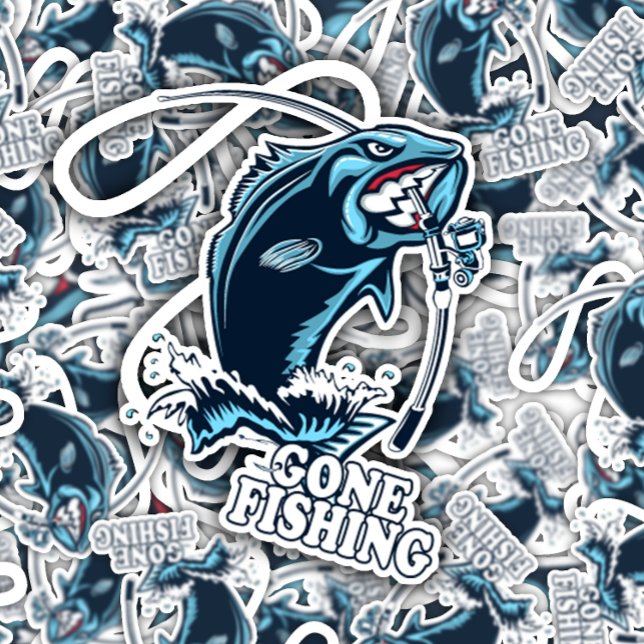 Gone Fishing Bass Blue Sticker | Die Aufkleber (Von Creator hochgeladen)