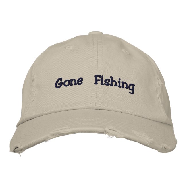 Gone Fishing Bestickte Baseballkappe (Vorderseite)