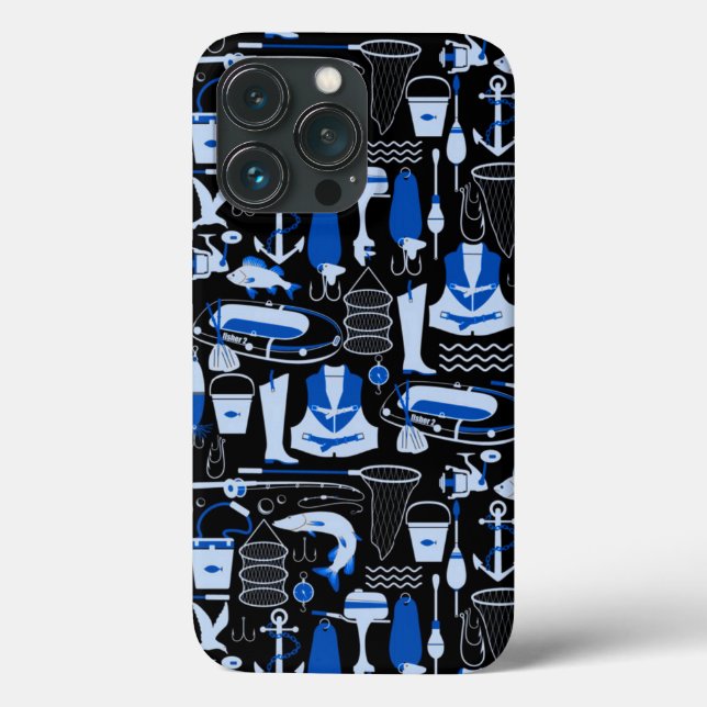 Gone Fishing Blue Pattern Case-Mate iPhone Hülle (Rückseite)