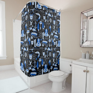 Gone Fishing Blue Pattern Duschvorhang