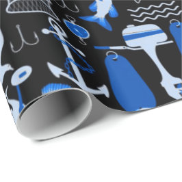 Gone Fishing Blue Pattern Geschenkpapier
