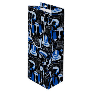 Gone Fishing Blue Pattern Geschenktüte Für Weinflaschen