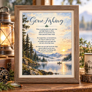 Gone Fishing Gedenk Gedicht Poster