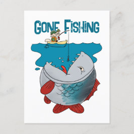 Gone Fishing Gewartet für den großen Cartoon der F Postkarte