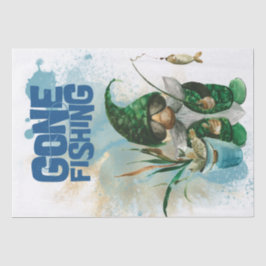 Gone Fishing Gnome Decoupage Seidenpapier