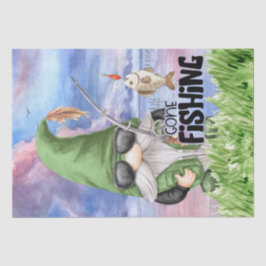 Gone Fishing Gnome Decoupage Seidenpapier