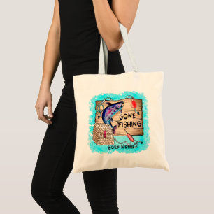 Gone Fishing individuelle Name Totbag Tragetasche