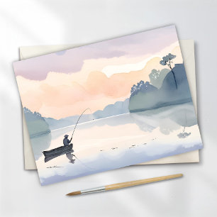 Gone Fishing   Lake Airline Wasserfarbe Friedlich Postkarte