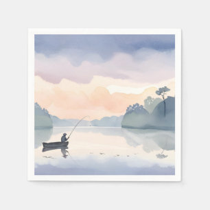 Gone Fishing Lake Airy Aquarellmalerei Serviette