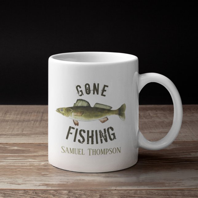 Gone Fishing Modern Fisherman Angler Kaffeetasse (Von Creator hochgeladen)