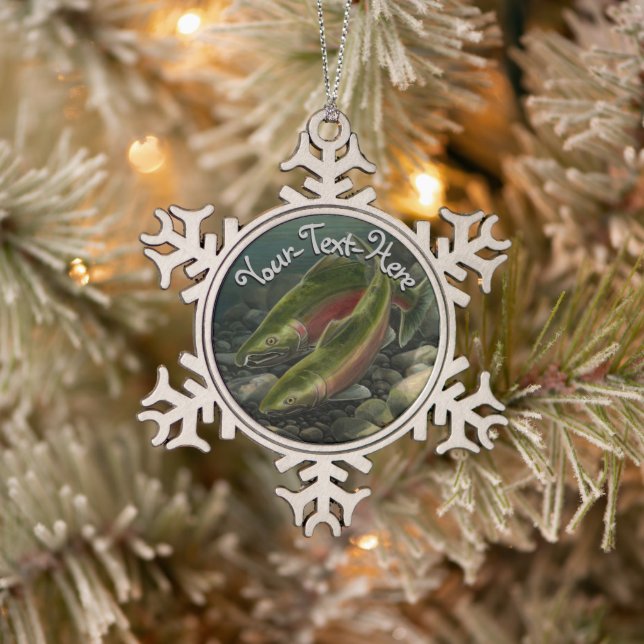 Gone Fishing Ornament Personalisiert Lachs Geschen (Baum)
