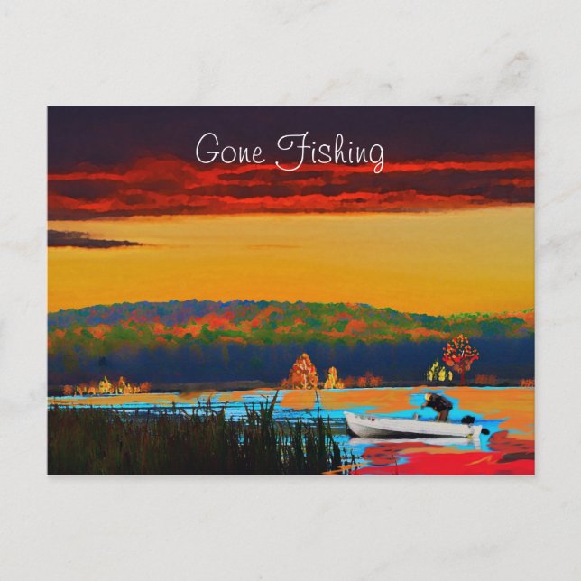 Gone Fishing Postcard Postkarte (Vorderseite)
