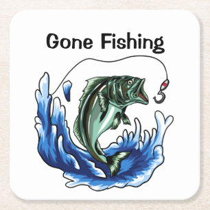 Gone Fishing Rechteckiger Pappuntersetzer
