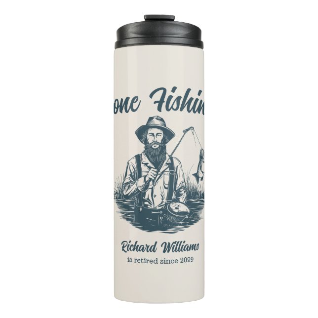 Gone Fishing Remüde Fisherman Vintages Geschenk Thermosbecher (Vorderseite)