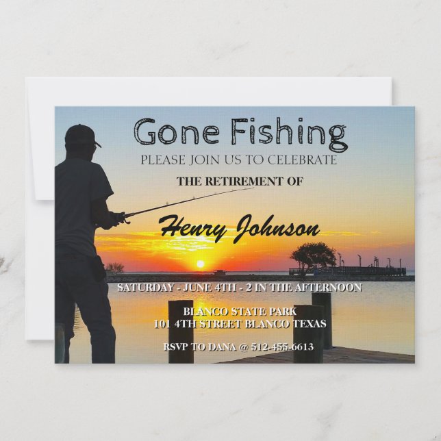 Gone Fishing Retirement Einladung (Vorderseite)