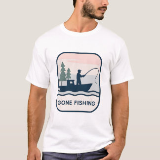 Gone Fishing – Retro-Boot-Silhouettendesign T-Shirt