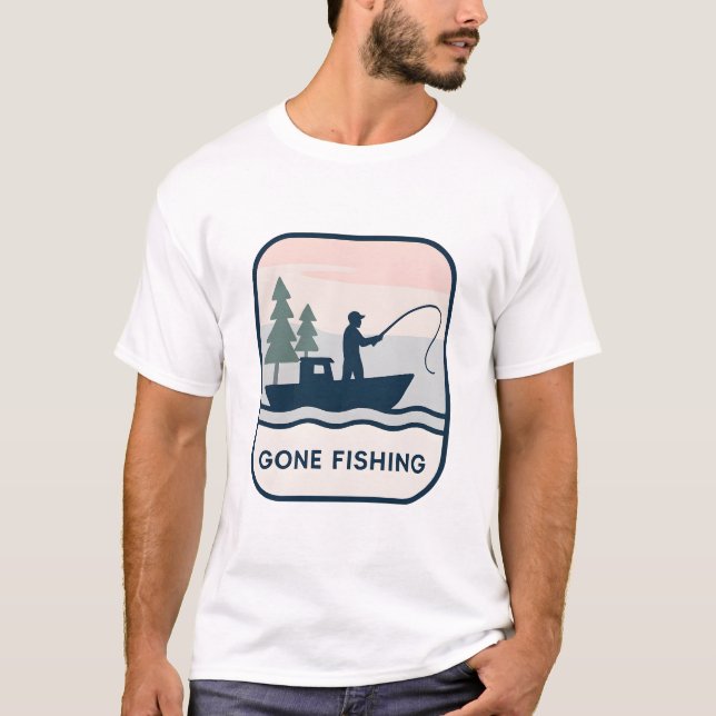 Gone Fishing – Retro-Boot-Silhouettendesign T-Shirt (Vorderseite)