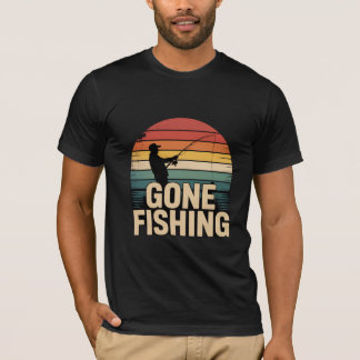 Gone Fishing Retro Sonnenuntergang Herren T-Shirt