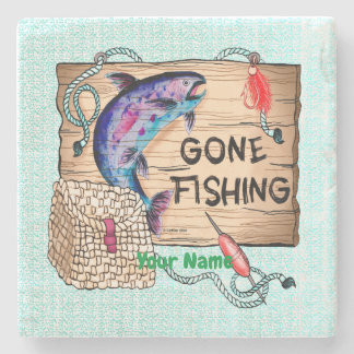 Gone Fishing-Sitte Steinuntersetzer