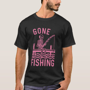 Gone Fishing Skelett Lustiger Halloween-Angler T-Shirt
