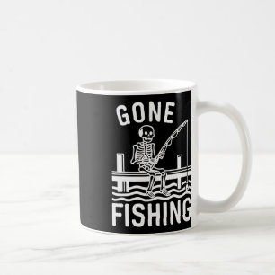 Gone Fishing Skelett Lustiges Halloween-Fischen Kaffeetasse