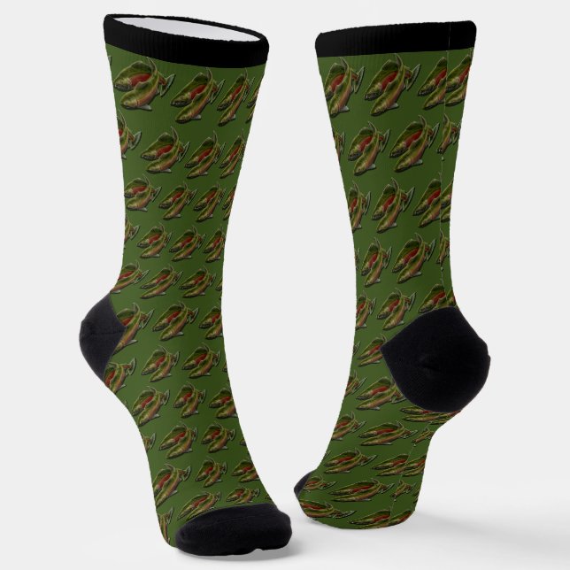 Gone Fishing Socks Coho Lachs Kunst Socken (Gewinkelt)