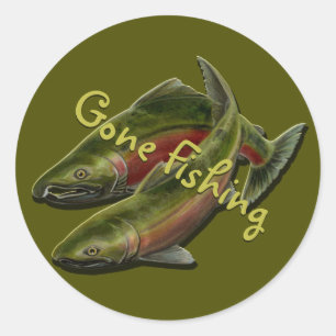 Gone Fishing Stickers Coho Lmon Art Stickers