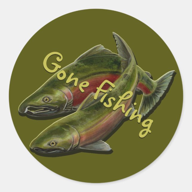 Gone Fishing Stickers Coho Lmon Art Stickers (Vorderseite)
