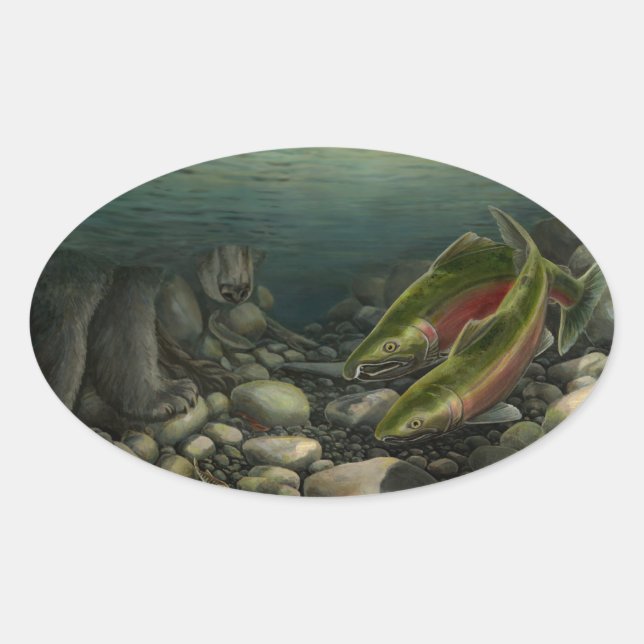 Gone Fishing Stickers Coho Lmon Art Stickers (Vorderseite)